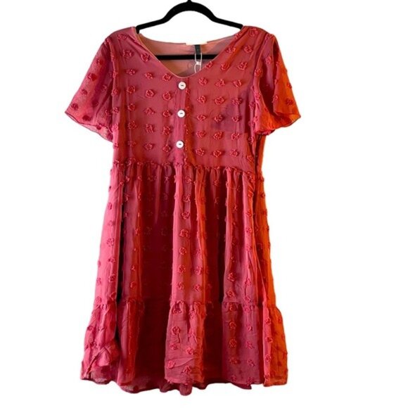 Alredine Dresses & Skirts - Alredine womens pink short sleeve dress NWT Small